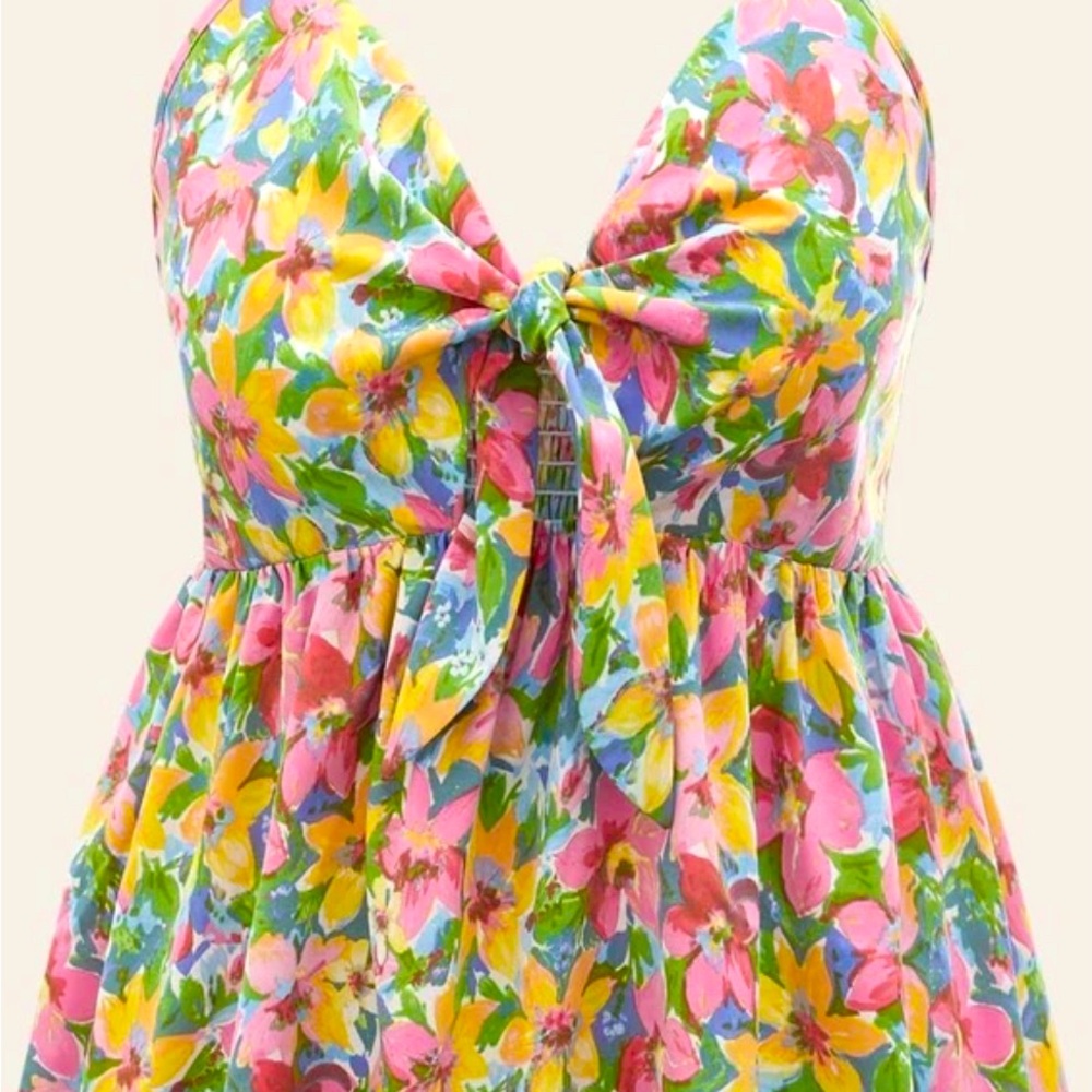 Plus Floral Print Knot Front Shirred Back Peplum Cami Top